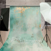 Aperturee - Aperturee Motley Teal Gold Abstract Pattern Sweep Backdrop